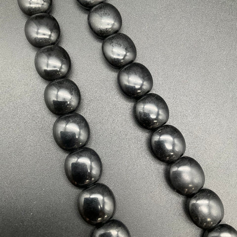 Vintage Signed Trifari Black Enamel Beaded Necklace Gold Tone Statement 18"