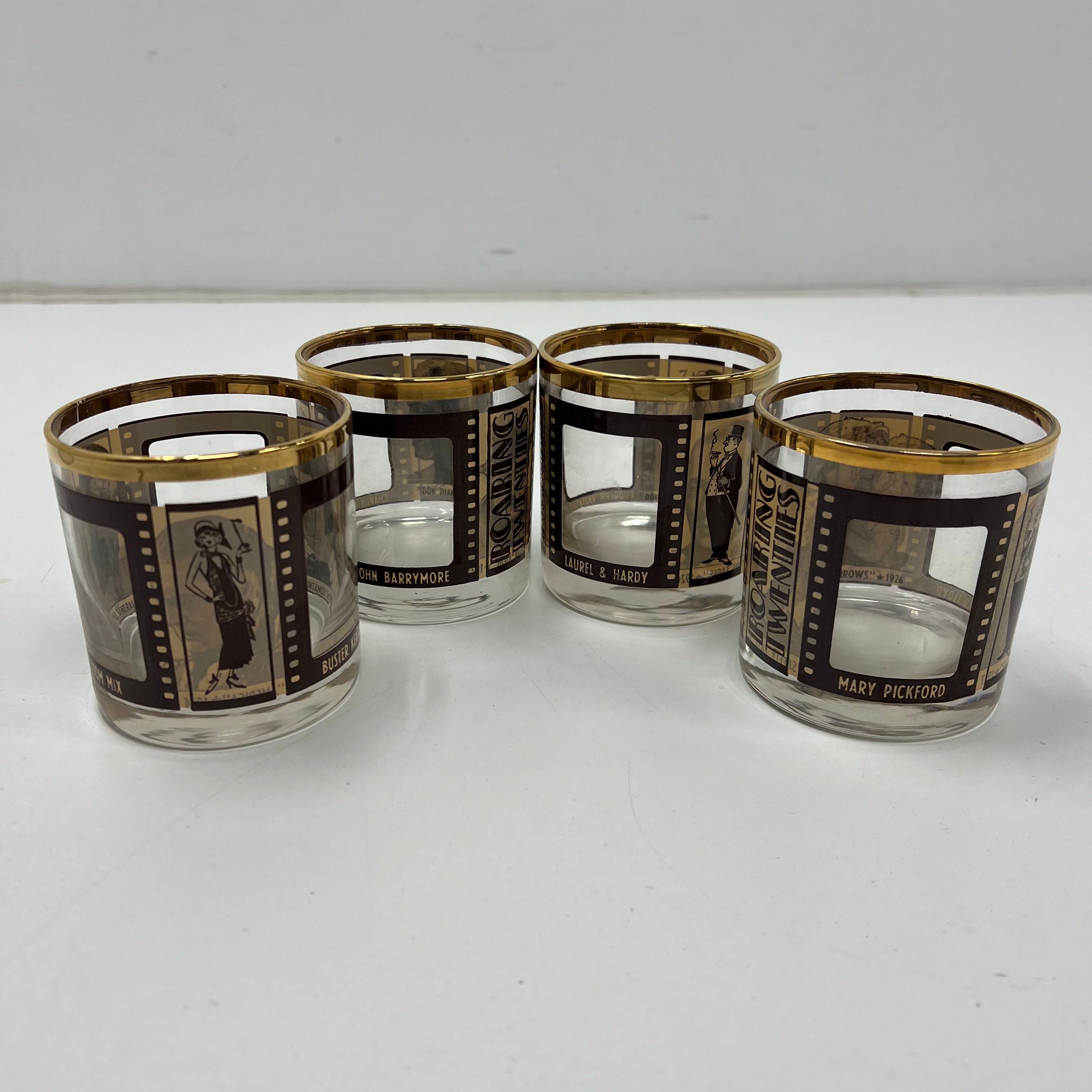 Vintage Roaring Twenties Old Hollywood Silent Film Stars Rocks Glasses Lot 4
