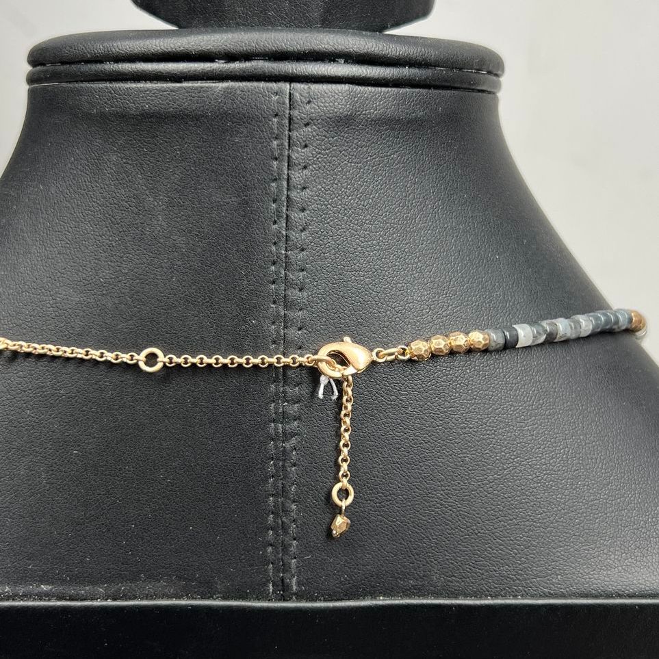 J Jill Grey & Gold Beaded Pendant Necklace NWoT