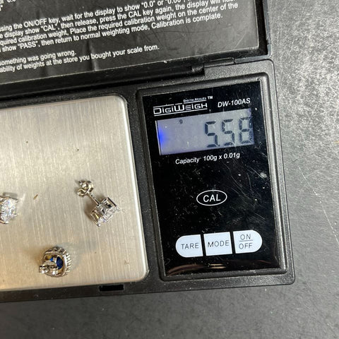 2 Pair 925 Sterling Silver Rhinestone Earrings NWT