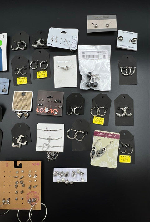 Claire's Icing Time and Tru Silver Tone Earrings Jewelry Lot 25+ Pieces