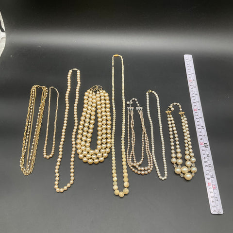 Vintage Faux Pearl Costume Jewelry Lot of 8 Necklaces Multi Strand Graduated