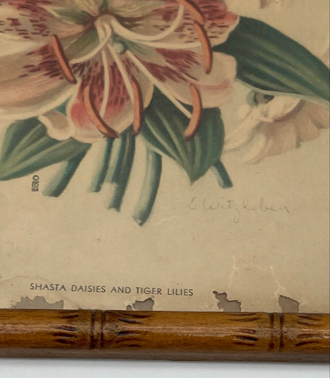 E. Witzleben Vintage Floral Prints Set 2 Gladiolas Lilies 8x10 Signed Framed