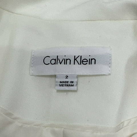 Calvin Klein Women's Cream Single Button Blazer Jacket Gold Hardware Sz 2 NWT