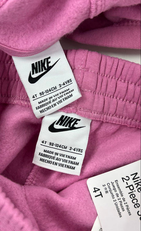Nike Kids Pink 2-Piece Fleece Hoodie Sweatpants Set NWT Sz 4T