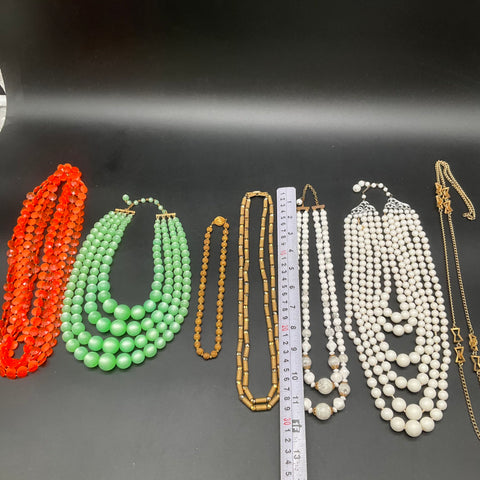 Vintage Trifari Costume Jewelry Lot of 7 Multi-Strand Beaded Necklaces