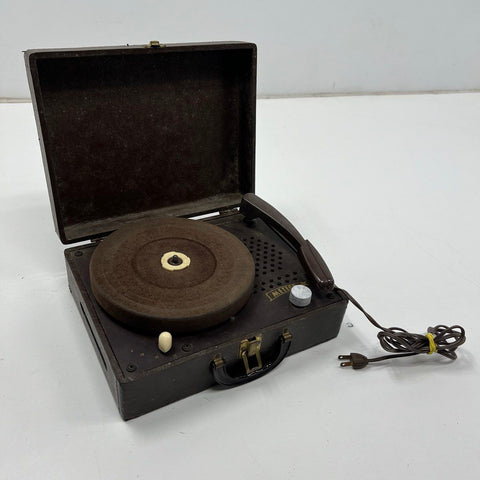 Vintage 1950s Meteor 7232 Portable Record Player Phonograph Suitcase