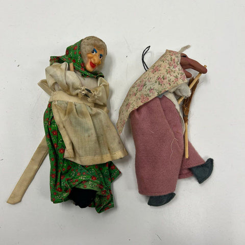Vintage La Befana Good Witch Dolls Lot of 2 Italian Folk Art Christmas Epiphany