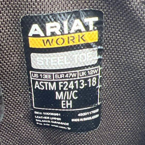 Ariat Groundbreaker Steel Toe Western Work Boots Black Brown Size 13EE