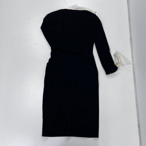 R.B. Design Group Women's Vintage 90s Black Wool Gold Button Sheath Dress Sz 6