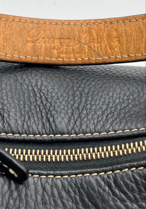 Dooney & Bourke Black Pebble Grain Leather Hobo Shoulder Bag Gold Hardware