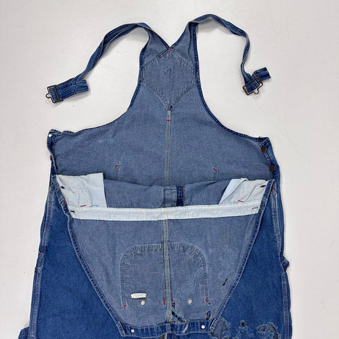 Vintage 90s Big Mac Denim Bib Overalls Distressed Workwear Sz 50x36