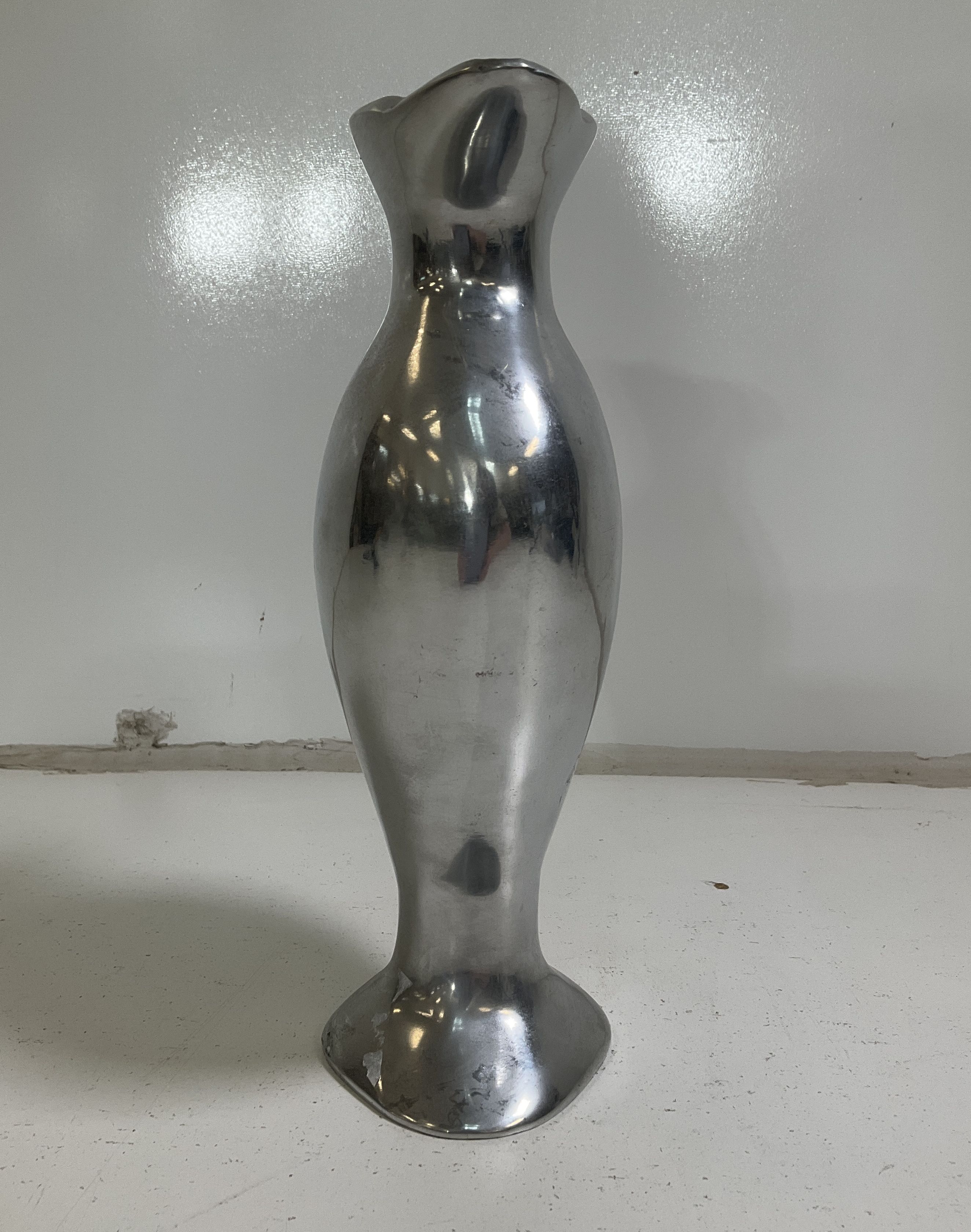Vintage Mid-Century Modern MCM Cast Metal Biomorphic Sculptural Vase 10.5"