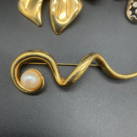 Vintage Avon Sterling Silver 925 Rhinestone Brooch Lot 5 Bow Faux Pearl
