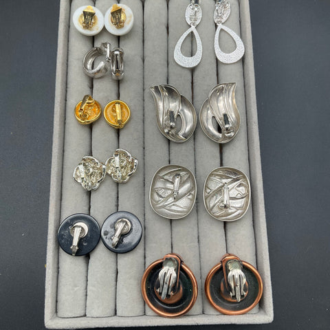 Vintage Designer Clip On Earrings Lot 19 Pairs Trifari Monet Renoir Joan Rivers