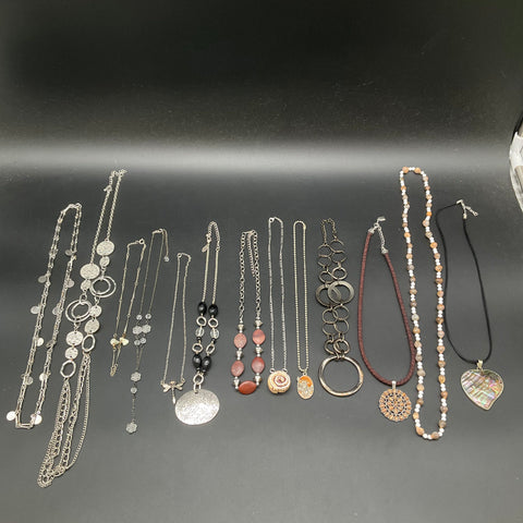 Vintage & Modern Costume Jewelry Lot 13 Necklaces Pendants Beaded Boho Style