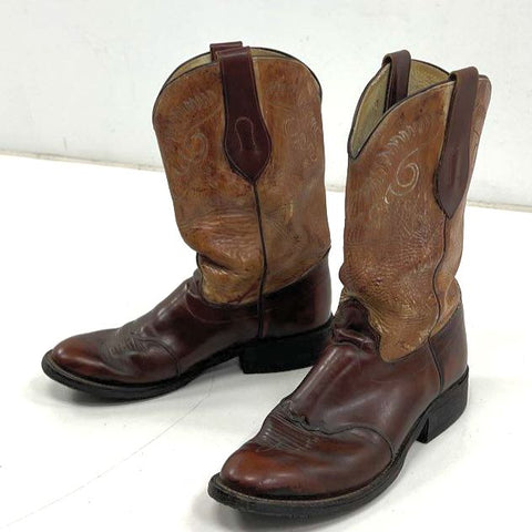 Olathe Two Tone Brown Leather Western Cowboy Boots Men's Size 10 D