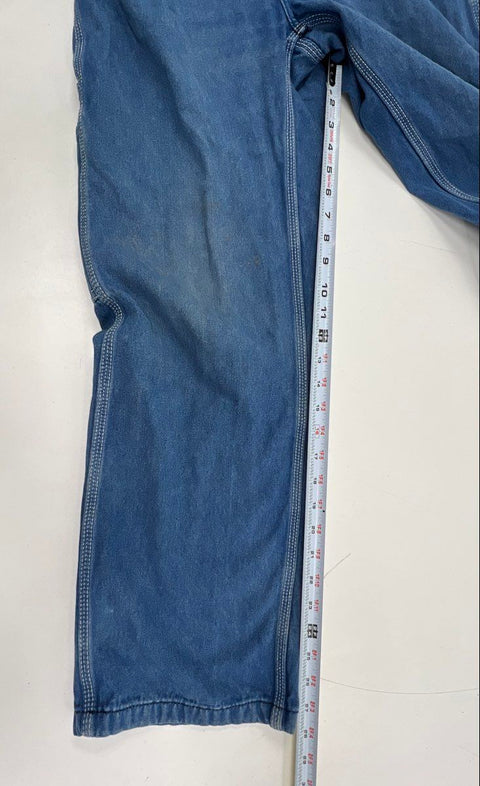 Liberty Denim Bib Overalls Carpenter Triple Stitch Blue Workwear Sz 32x30