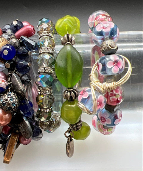 Mixed Beaded Jewelry Lot 15pc Pandora Style Nebraska Cornhuskers Glass Pearl