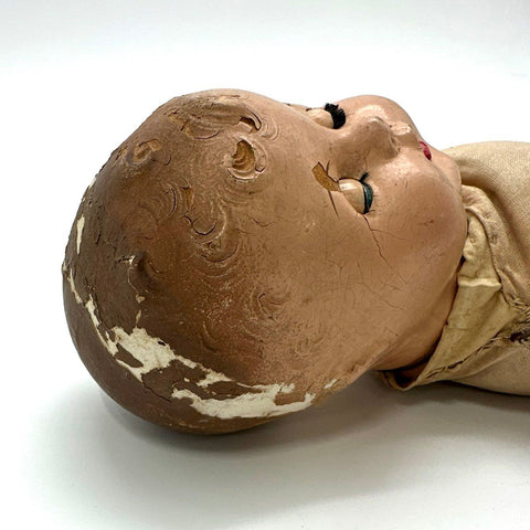 Antique Composition Baby Doll 15 Inch Sleep Eyes Painted Details Vintage