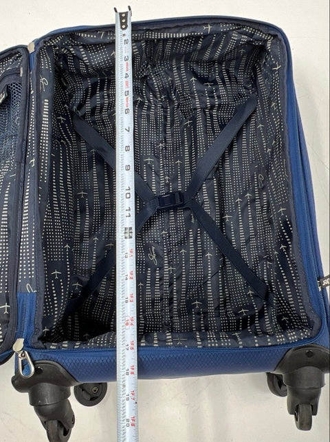 Skyway Navy Blue Fabric 4-Wheel Spinner Suitcase Travel Luggage Carry-On
