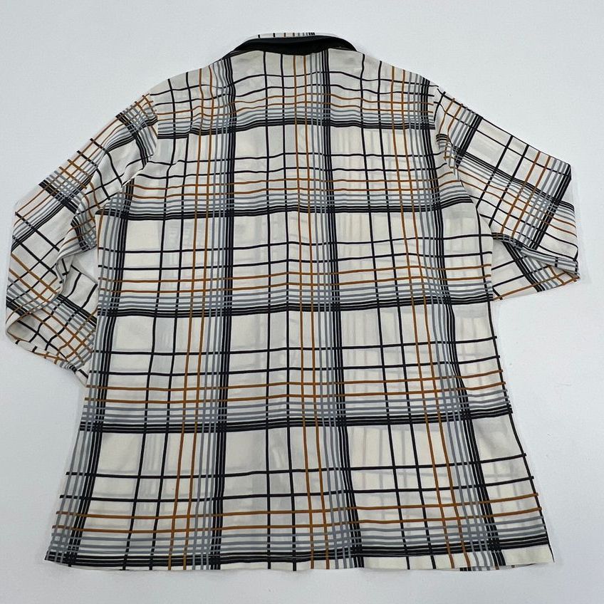 Vintage Men's Joel Blue Cream Plaid Long Sleeve Button Up Disco Shirt - Size XL