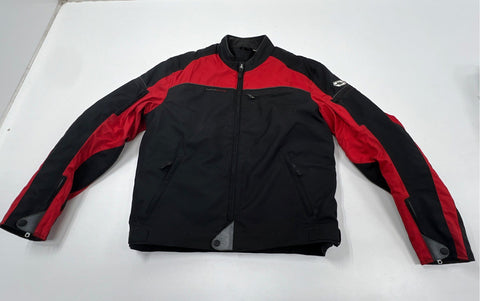 Castle Streetwear Men's Black Red Motorcycle Jacket Quilted Lining Padded Sz XL