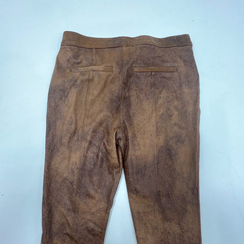 NWT Free People Womens Brown Faux Suede Distressed Leggings Pants Size 30