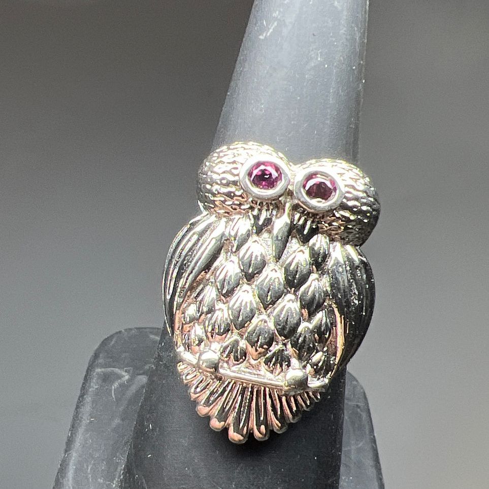 Rhodalite Garnet Owl Ring Size 8 NWT