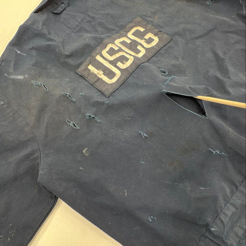USCG Coast Guard Men's Coveralls Jumpsuit Navy Blue Distressed Painter L