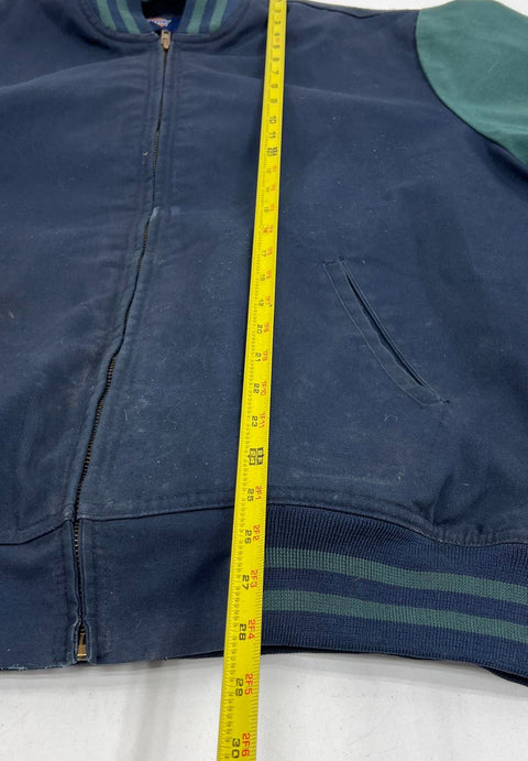 Dickies Navy Blue Green Colorblock Quilted Lined Work Bomber Jacket Men's L