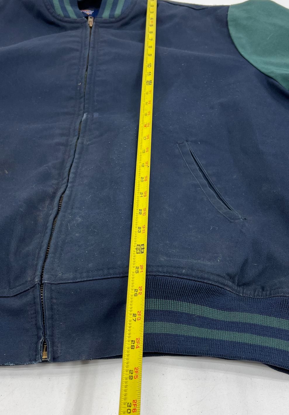 Dickies Navy Blue Green Colorblock Quilted Lined Work Bomber Jacket Men's L