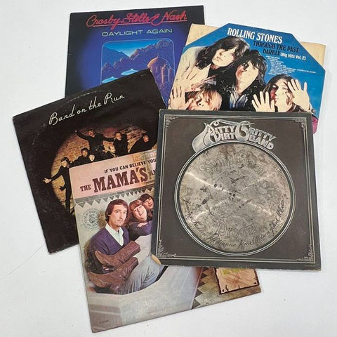 Vintage Rock Vinyl LP Record Lot of 5 Rolling Stones CSN Mamas & Papas Wings