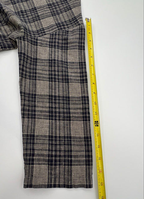 Ichi Women's Black Gray Plaid Oversized Long Sleeve Empire Waist Midi Dress