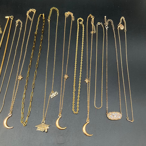 Mixed Fashion Jewelry Necklace Lot 19pc Gold Silver Tone Bigfoot Moon Star 2025