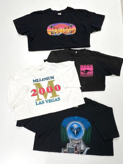 Vintage Lot 4 Graphic T-Shirts Supreme Roos Las Vegas 2000 Eagle Trucker Sz XL