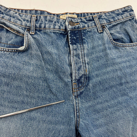 We the Free Women's Blue High Rise Wide Leg Cropped Button Fly Jeans Size 30