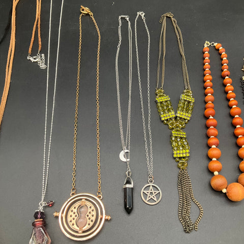Fashion Jewelry Necklace Lot 11pc Harry Potter Time Turner Gothic Boho Beaded