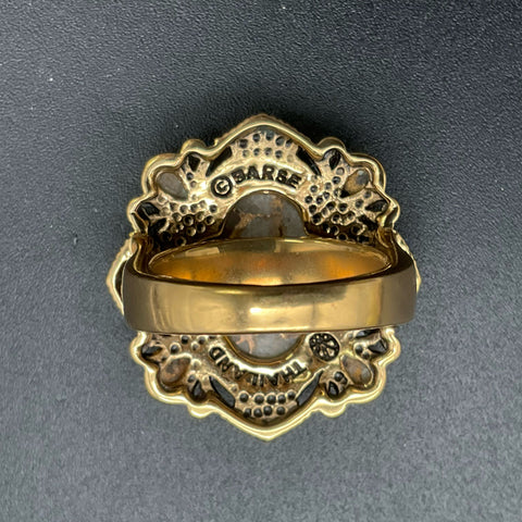 Barse Bronze Tone White Copper Turquoise Style Ornate Statement Ring Size 8