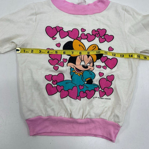 Vintage 90s Minnie Mouse Hearts Sweatshirt Jog Togs Made in USA Sz Large 6X