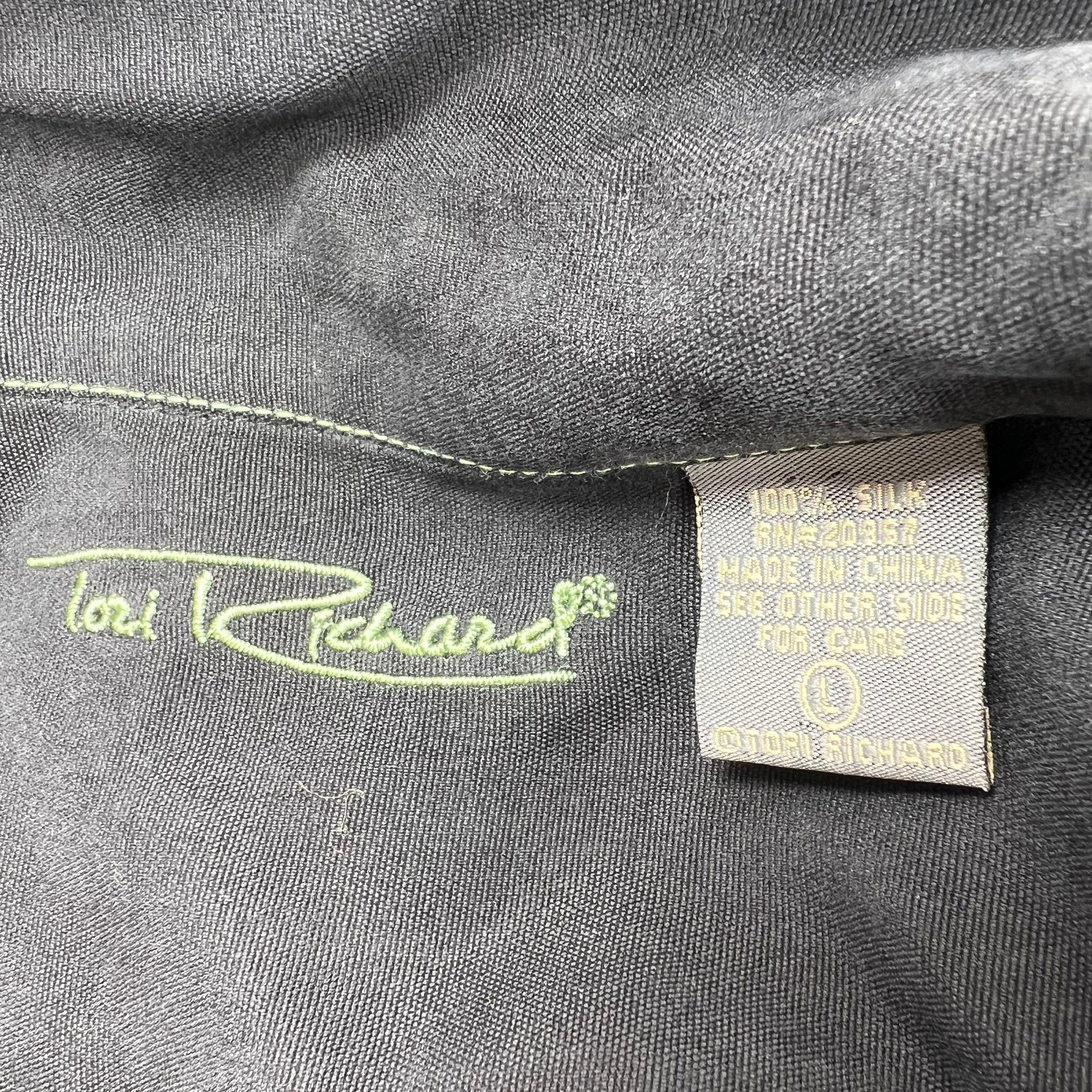 Tori Richard Silk Camp Shirt Embroidered Wish You Were Here Cruise Ship Sze L