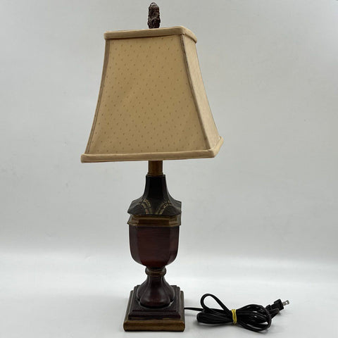 Traditional Urn Style Table Lamp Rose Motif Tapered Fabric Shade Accent Lamp