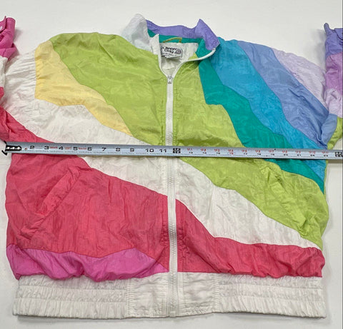 Vintage 90s Clipper Bay Colorblock Crinkle Nylon Windbreaker Jacket Sz M