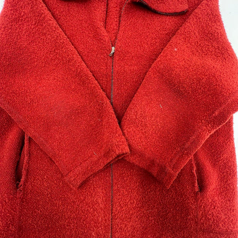 Vintage Oscar de la Renta Rust Wool Alpaca Zip Sweater Jacket Women's XL