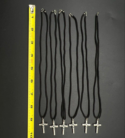 Silver Tone Wire Wrapped Cross Pendant Lot 16 Black Cord Necklaces Religious
