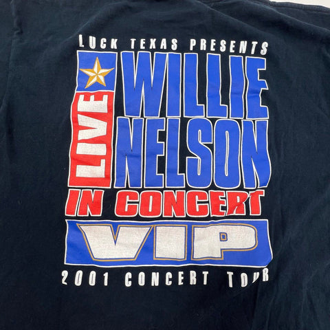 Vintage 2001 Willie Nelson Concert Tour VIP Pass T-Shirt Made in USA Sz L