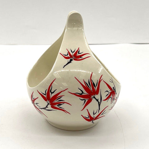 Hallcraft Eva Zeisel Bird of Paradise Ceramic Gondola Basket Bowl Mid Century