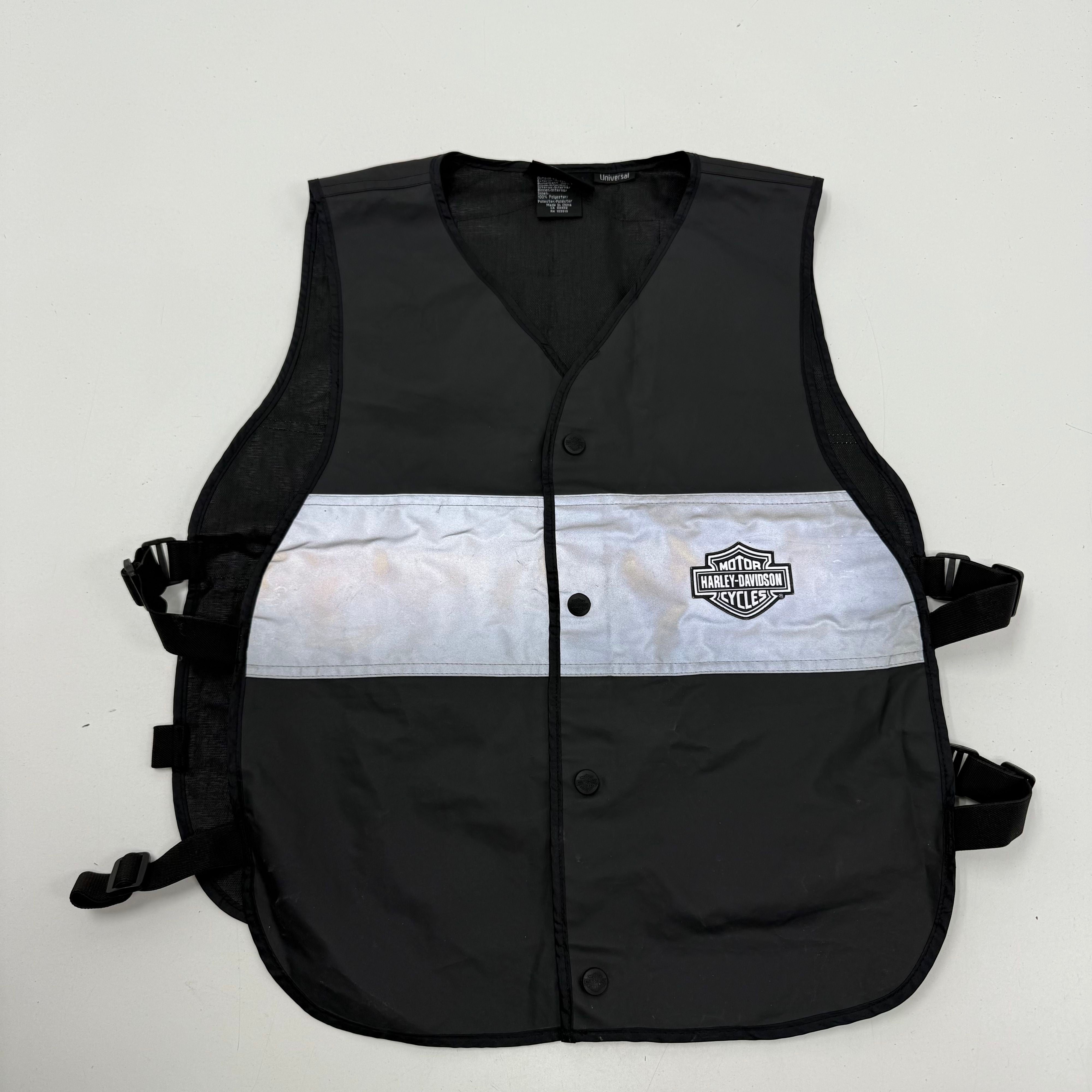 Harley-Davidson Y2K Black High-Visibility Reflective Vest Men's Universal