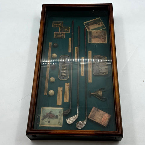 Three Hands Corp History of Golf Shadowbox Display Miniature Replicas 20x10"