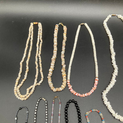 Vintage to Modern Costume Jewelry Lot of 15 Necklaces Shell Beaded Pendant